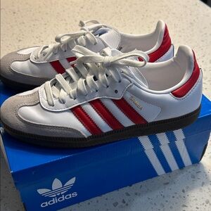 Adidas White and Red Samba OG Shoes